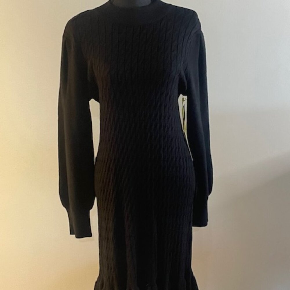 Black Cable Knit Sweater Dress